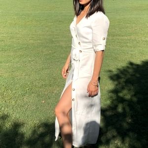 Zara white midi dress with buttons
